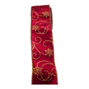 2.5" x 3 Yard Christmas Ribbon - Red Swirls & Snowflakes - Gift Shoppe >> Ribbon - by Gerson - view 2