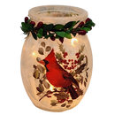4 Inch Lighted Jar with Garland - Solo Cardinal Elegance
