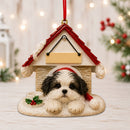Ceramic Doghouse Ornament - Shih-Tzu - Black and White Puppy Cut - Animals - by E&S Pets - view 2