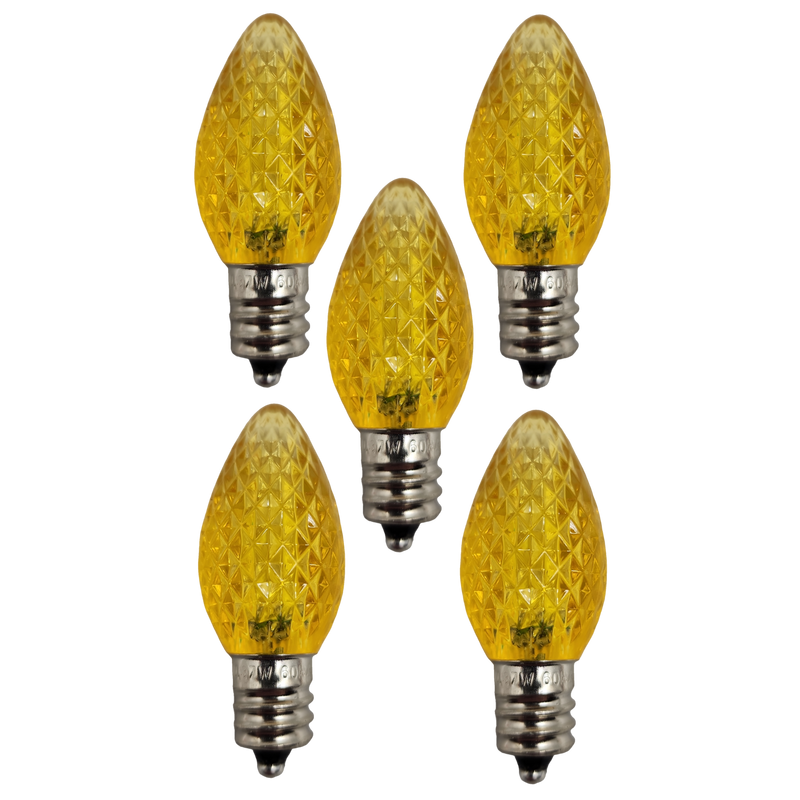 C7 Faceted Led Bulb - 5 Piece - Yellow
