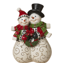 Cheerful Snowman Couple Figurine