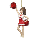 Pom-Pom Cheerleader Ornament - Red - 5.5 Inches - Christmas >> Ornaments >> Sports - by Kurt Adler