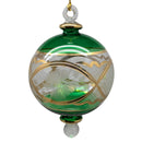 Emerald Green Floral Ball Ornament with 24k Gold