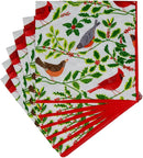Songbirds and Holly Paper Cocktail Napkins in White