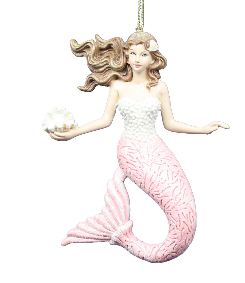 Mermaid With Ocean Pattern Ornament - - The Country Christmas Loft