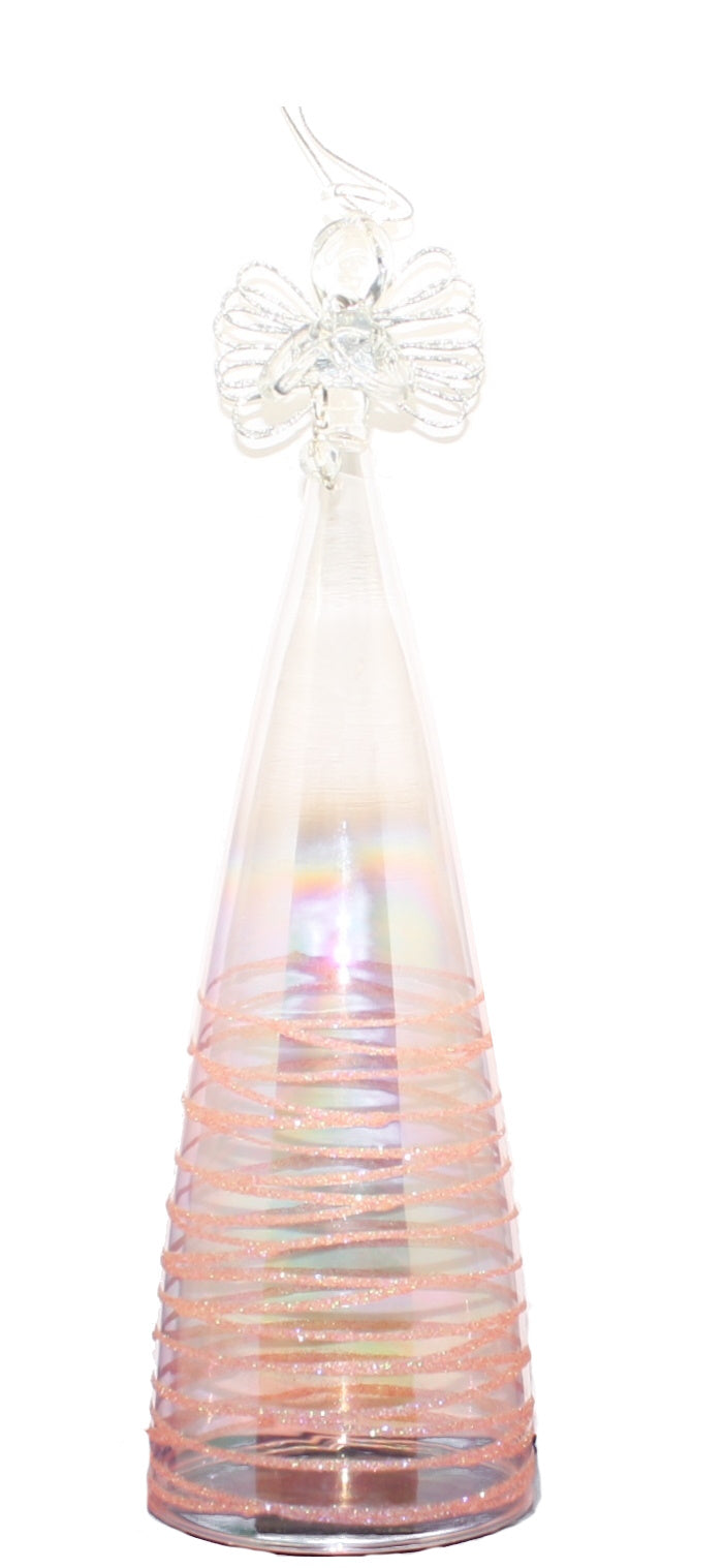 Glass Tall Angel - Pink - The Country Christmas Loft