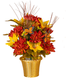 Harvest Floral Arrangements in Gold Weighted Pot - - Home & Living >> Artificial Flowers - by Gerson - view 2