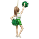 Pom-Pom Cheerleader Ornament - Green - 5.5 Inches