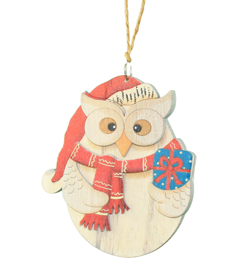 Owl - Holding Present - The Country Christmas Loft