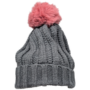 Knit Hat With Three Interchangeable Poms - Grey