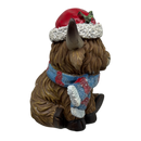 Resin Holiday Highland Cow  - Blue Scarf