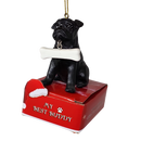 Pug - Black with Bone Ornament - Christmas >> Ornaments >> Animals - by E&S Pets