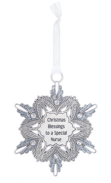Gem Snowflake Ornament - Christmas Blessings to a Special Nurse - The Country Christmas Loft