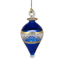 Lattice Glass Ornaments With Gold Accents - Blue Teardrop