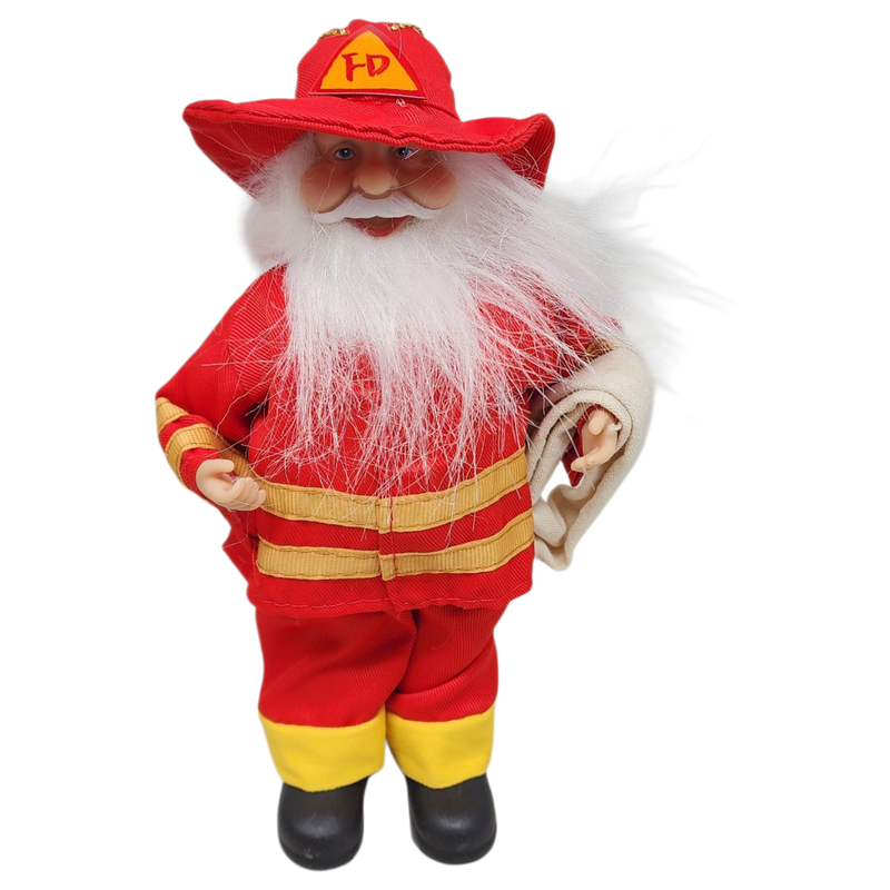 Heroic Firefighter Santa Figurine Ornament - 9 inches