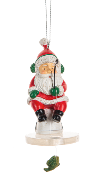 Ice Fishing Santa  Ornament