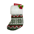 Mini Knit Stocking - Green With Green Snowflake