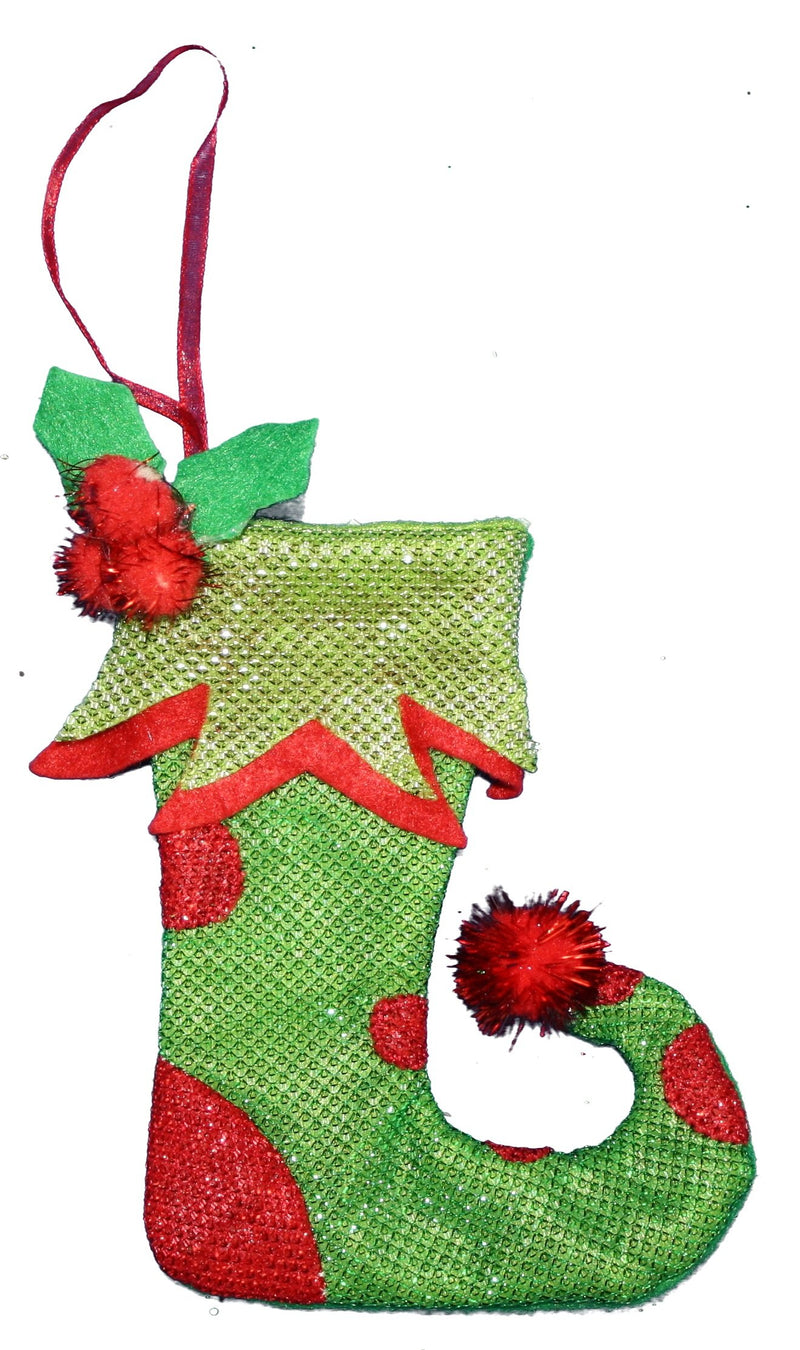 Holiday Elf 6 Inch Stocking Ornament - Dark Green - The Country Christmas Loft