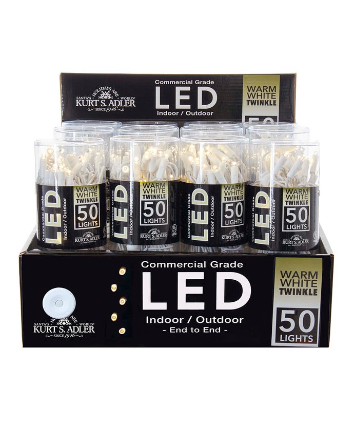 50-Light 5mm Warm White Twinkle LED White Wire Light Set