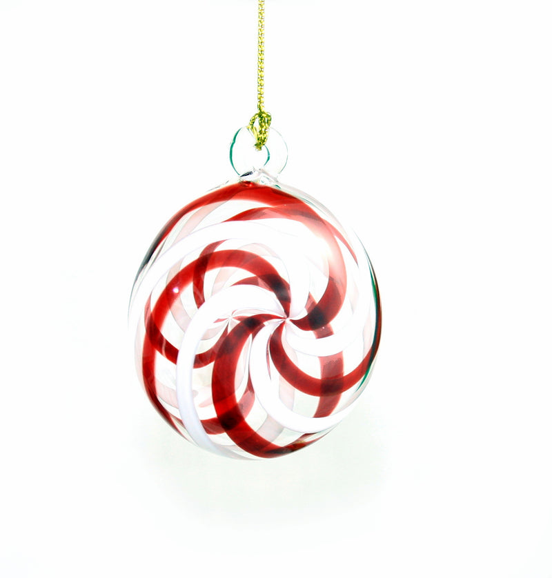 Peppermint Swirl Egyptian Glass Ornament