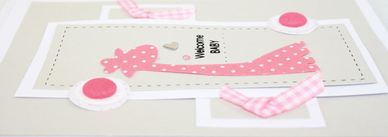 Handmade Embellished Welcome Baby Card - Pink Giraffe