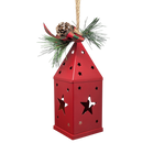 Punched-Tin Lighted Lantern - Red