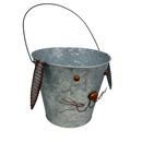Galvanized Metal Bunny Design Bucket with Ears - Large - Christmas >> Decor - by Gerson - view 2