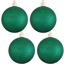 4" (100mm) Commercial Shatterproof Ball Ornament - Emerald Green Glitter - 4 Pack - Christmas >> Ornaments >> Classics - by C