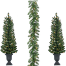 Pre-lit Vancouver Pine 3 Piece Entry Tree Set