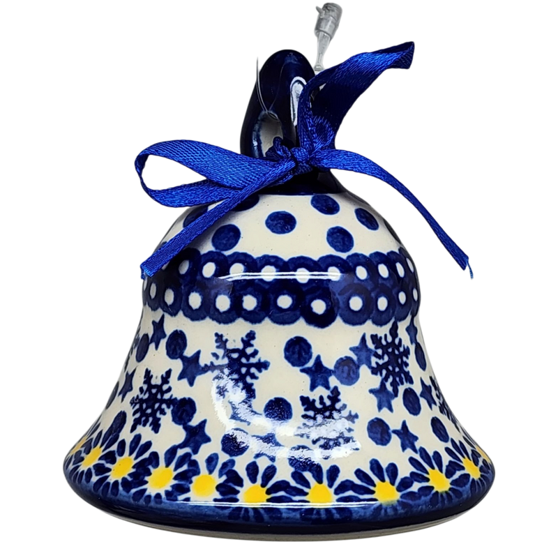 Ceramic Holiday Bell - Frosted Floral Pattern
