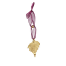 Gold Birch Leaf with Sheer Ribbon Ornament