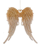 Gold and Silver Glitter Angel Wings Acrylic Ornament - - The Country Christmas Loft