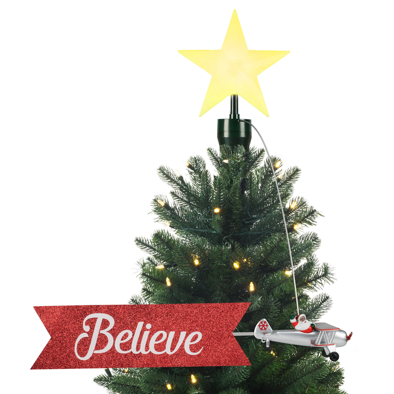 Animated Tree Topper - Santa's Biplane - African American