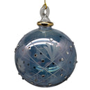 Slate Blue Ball Ornament with Crystal Chatons and Gold Crown