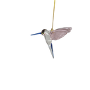 Feeding Hummingbird glass Ornament - Pink Wings / Blue Tail / Blue Beak