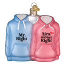 Mr And Mrs Hoodies  Glass Ornament