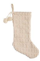 Cream Stocking  With Pom Pom - Christmas >> Stockings - by Transpac