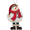 Frosty's Cheerful Stance: Hand-Painted Plywood Ornament