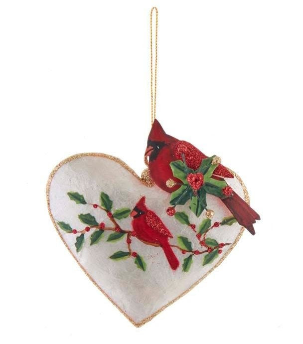 Heart  or Star Cardinal Ornament - - The Country Christmas Loft