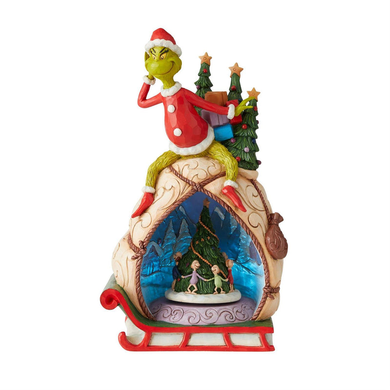 Grinch With Lighted Rotatable Scene