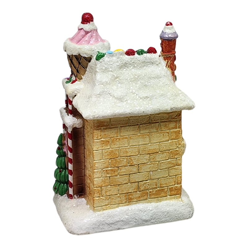 Lighted Resin Gingerbread House - Ice Cream