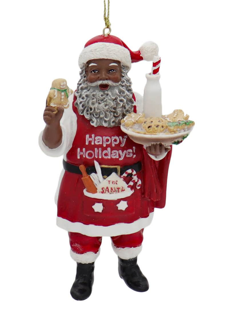 African American Chef Santa Ornaments - - The Country Christmas Loft