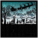 Santa's Journey Across the Winter Sky: A Town's Magical Vigil Silhouette Advent Card