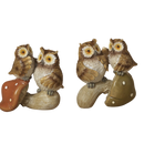 Owl on Mushroom Figurine -