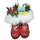 Filled Boots With Joy Ornament  - Red