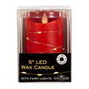 Flicker Flame Red Candle With Fairy Lights - 5 inch