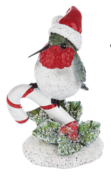 Candy Cane Hummingbird Figurine -