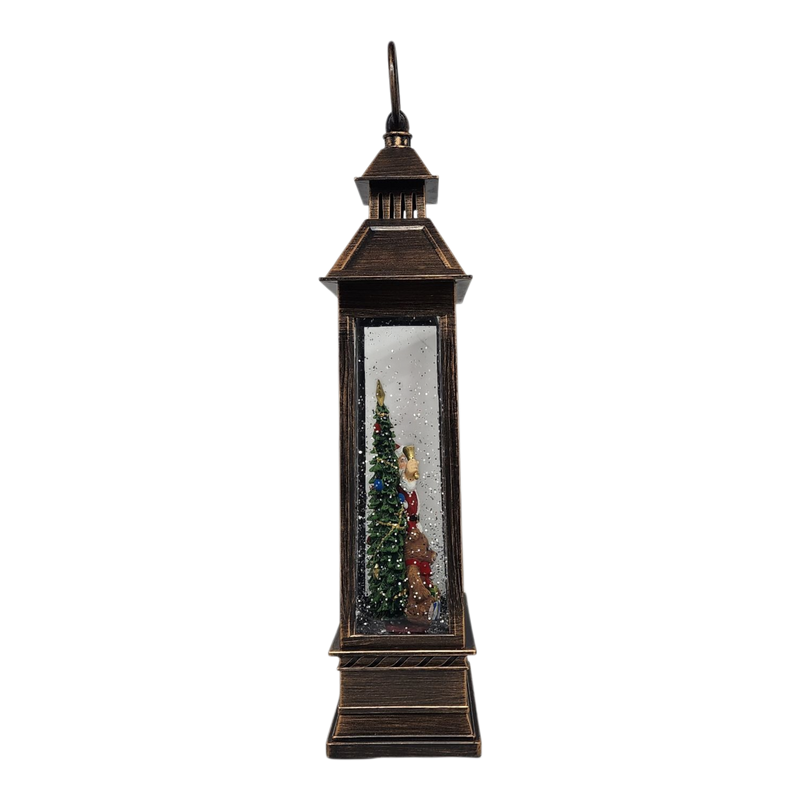 Lighted Spinning Waterglobe Lantern - Santa Delivering Gifts