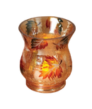 Hand Painted Crackle Glass Tealight Holder - Leaves