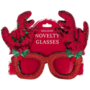Sequin Reindeer Novelty Party Glasses - Red
